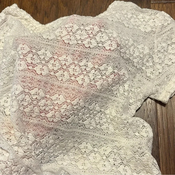 American Eagle Outfitters White Crochet Coquette Lace Blouse - Picture 8 of 9